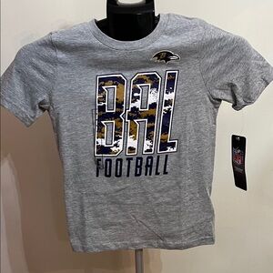 NWT - NFL - Baltimore Ravens Kids Gray Football T-Shirt